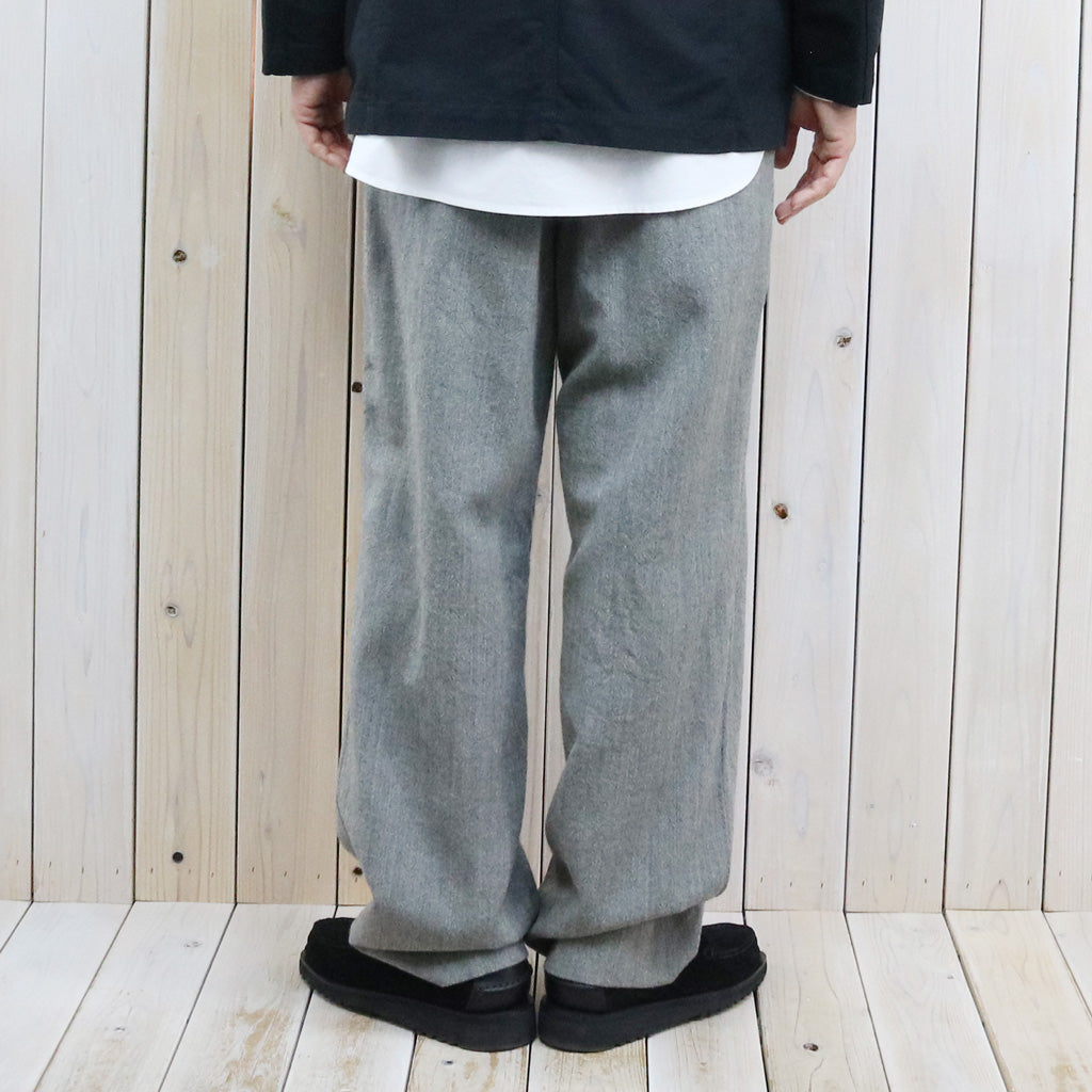 Kaptain Sunshine : Wool Herringbone Easy Trousers (TOP GREY)
