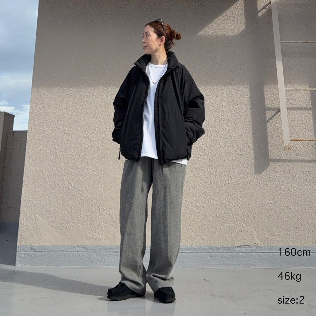 Kaptain Sunshine : Wool Herringbone Easy Trousers (TOP GREY)