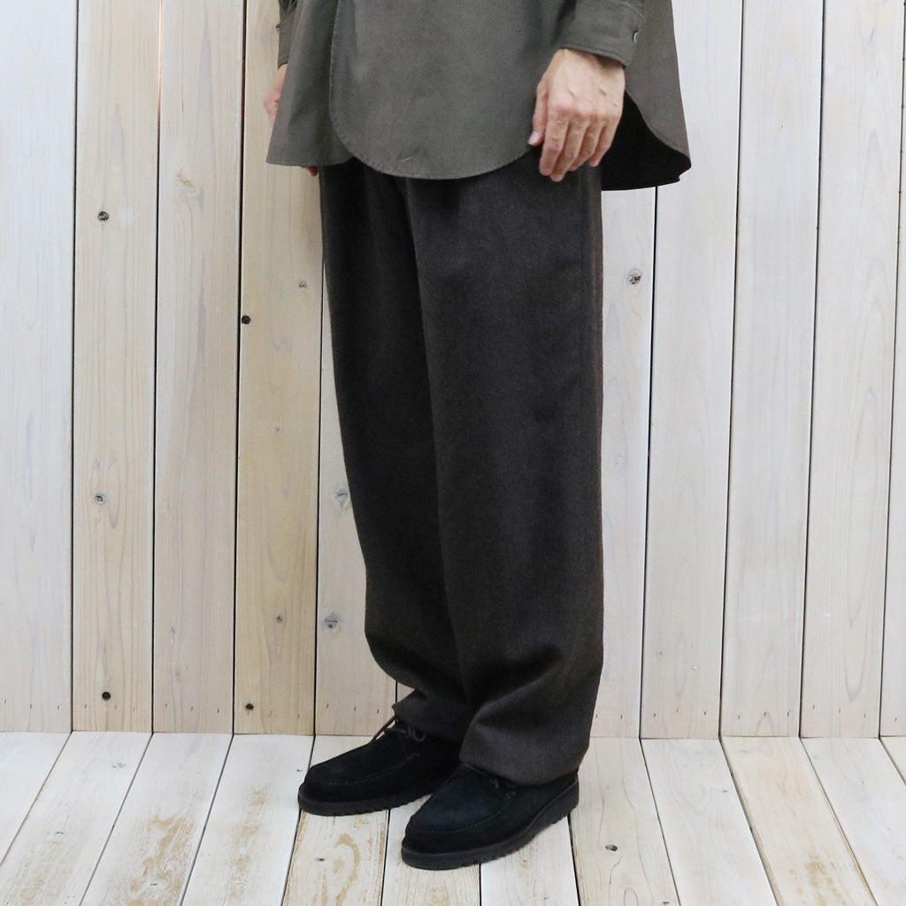 Kaptain Sunshine : Wool Herringbone Easy Trousers (TOP BROWN)