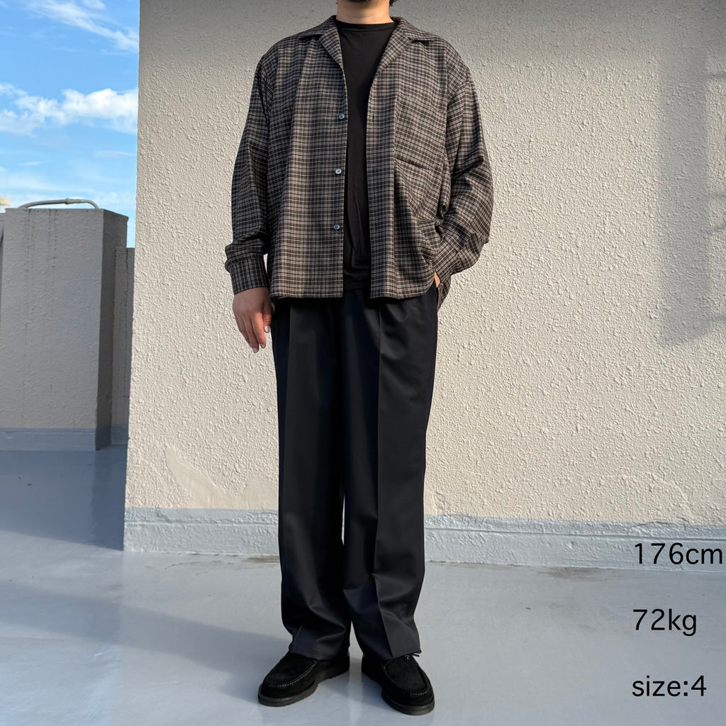 Kaptain Sunshine : Wool Light Gabardine Shoecut Slacks (NAVY)