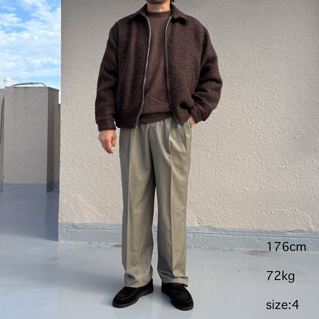 Kaptain Sunshine : Wool Light Gabardine Shoecut Slacks (SALT&PEPPER)