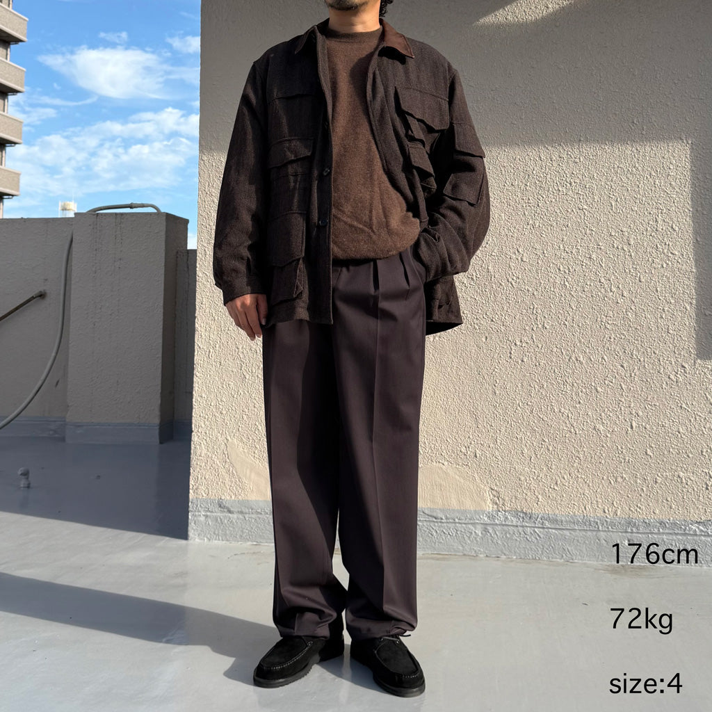 Kaptain Sunshine : Wool Cotton Chino Riviera Pants (BROWN)