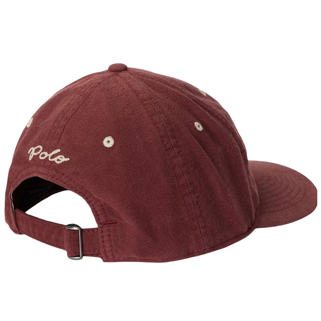 POLO RALPH LAUREN : FELT-PATCH CHAMOIS BASEBALL CAP (RED WINE)