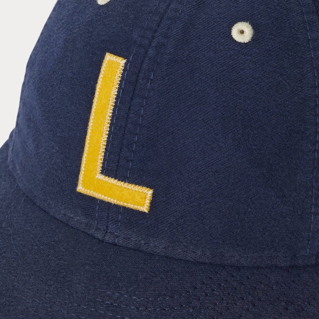 POLO RALPH LAUREN : FELT-PATCH CHAMOIS BASEBALL CAP (NEWPORT NAVY)