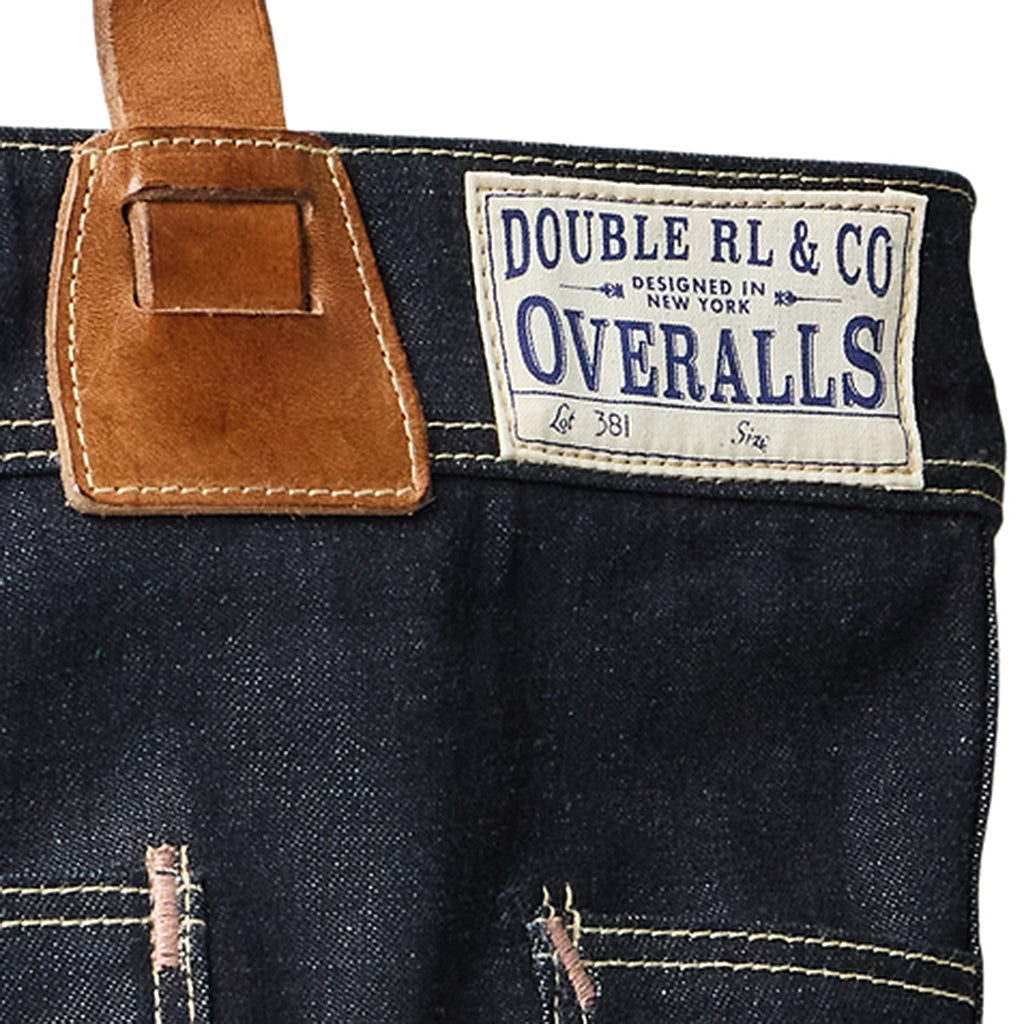 Double RL : LEATHER-TRIM INDIGO DENIM TOTE