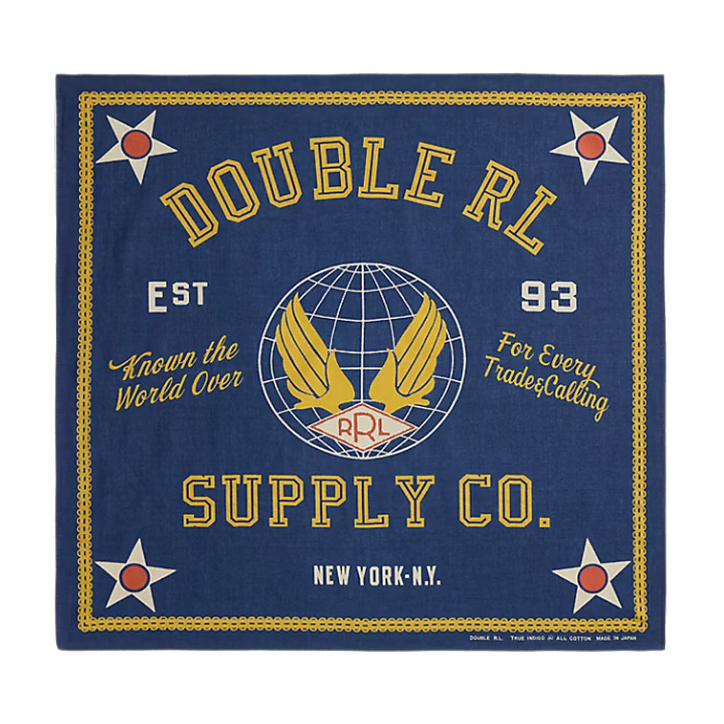 Double RL : LOGO COTTON BANDANA (INDIGO/YELLOW/CREAM)