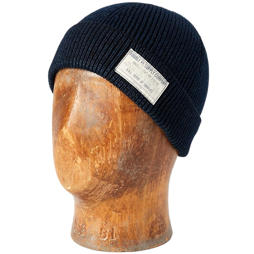 Double RL : INDIGO COTTON WATCH CAP (MIDNIGHT BLUE)