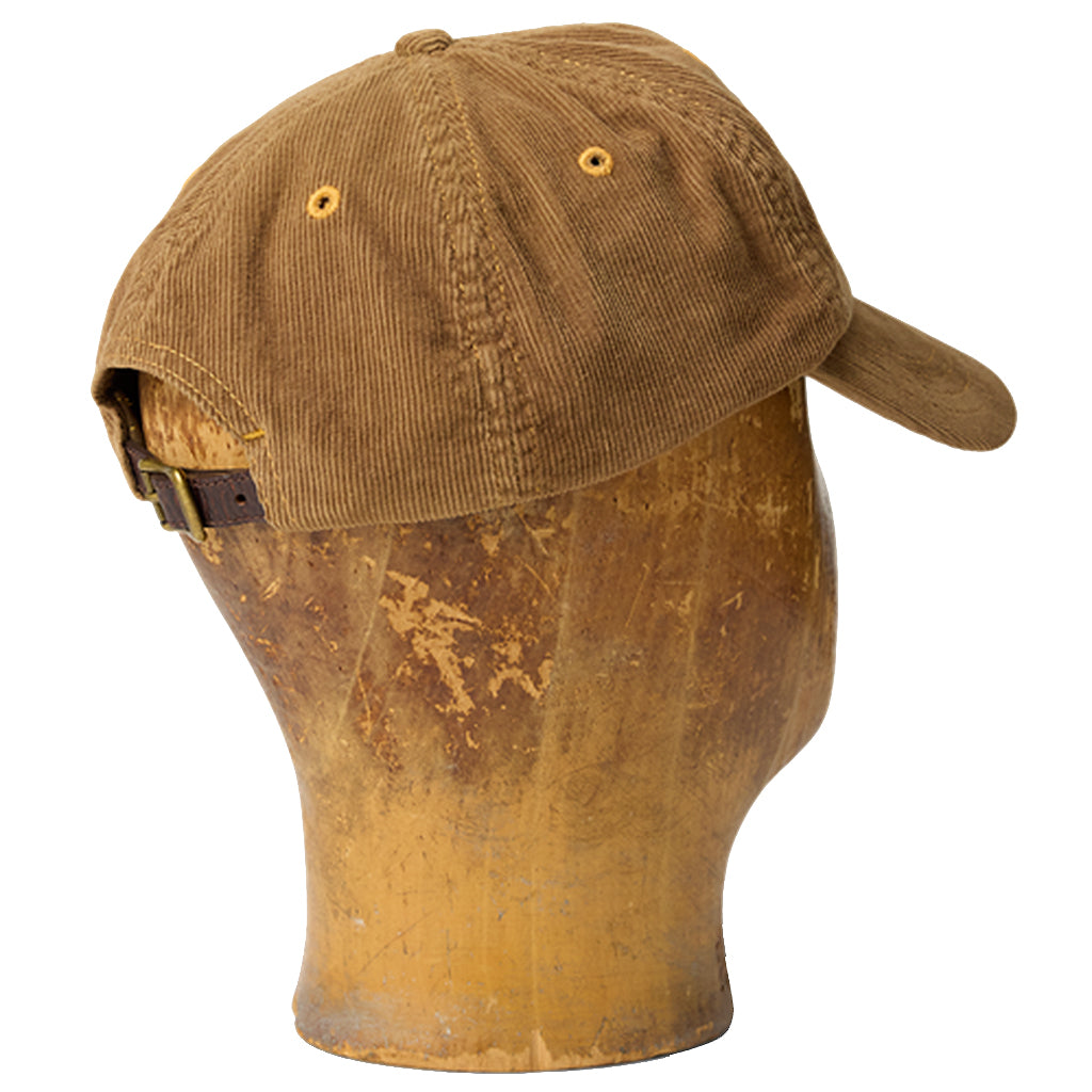 Double RL : LEATHER PATCH CORDUROY TRUCKER CAP (BROWN)