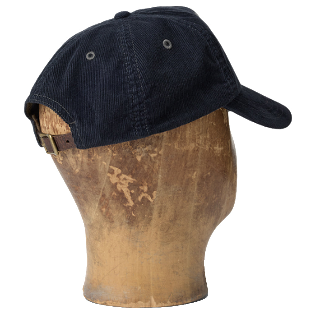 Double RL : LEATHER PATCH CORDUROY TRUCKER CAP (NAVY)