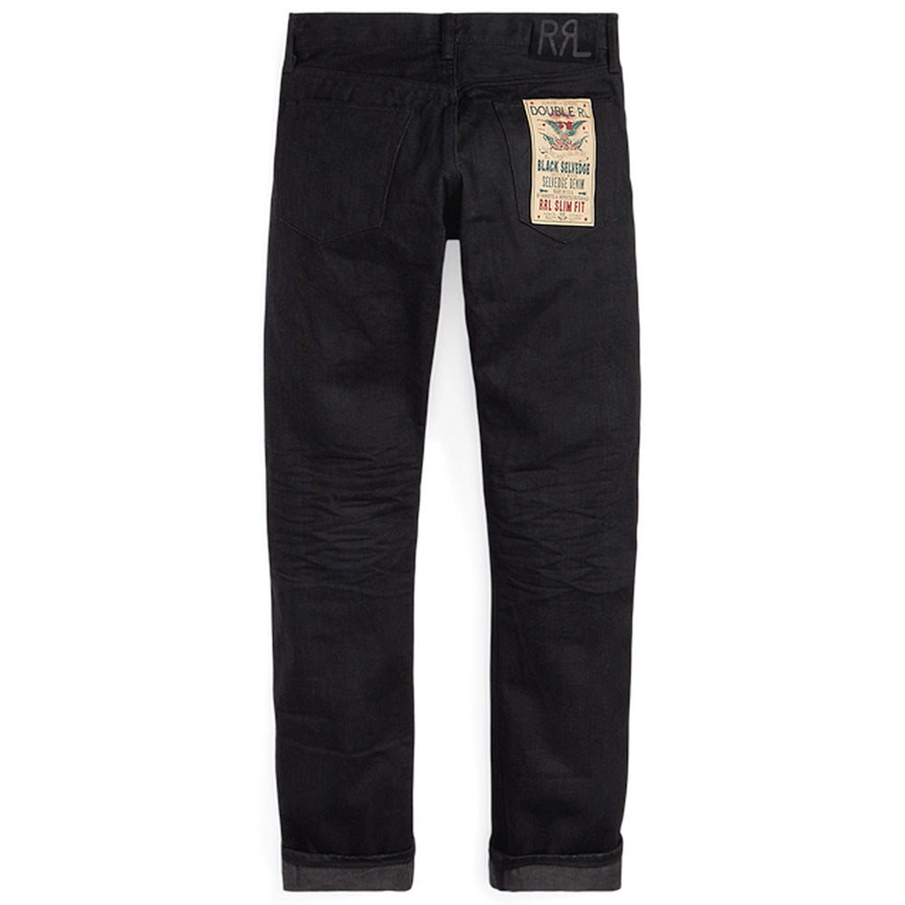 Double RL : SLIM FIT BLACK SELVEDGE JEAN (WORN IN BLACK WASH)