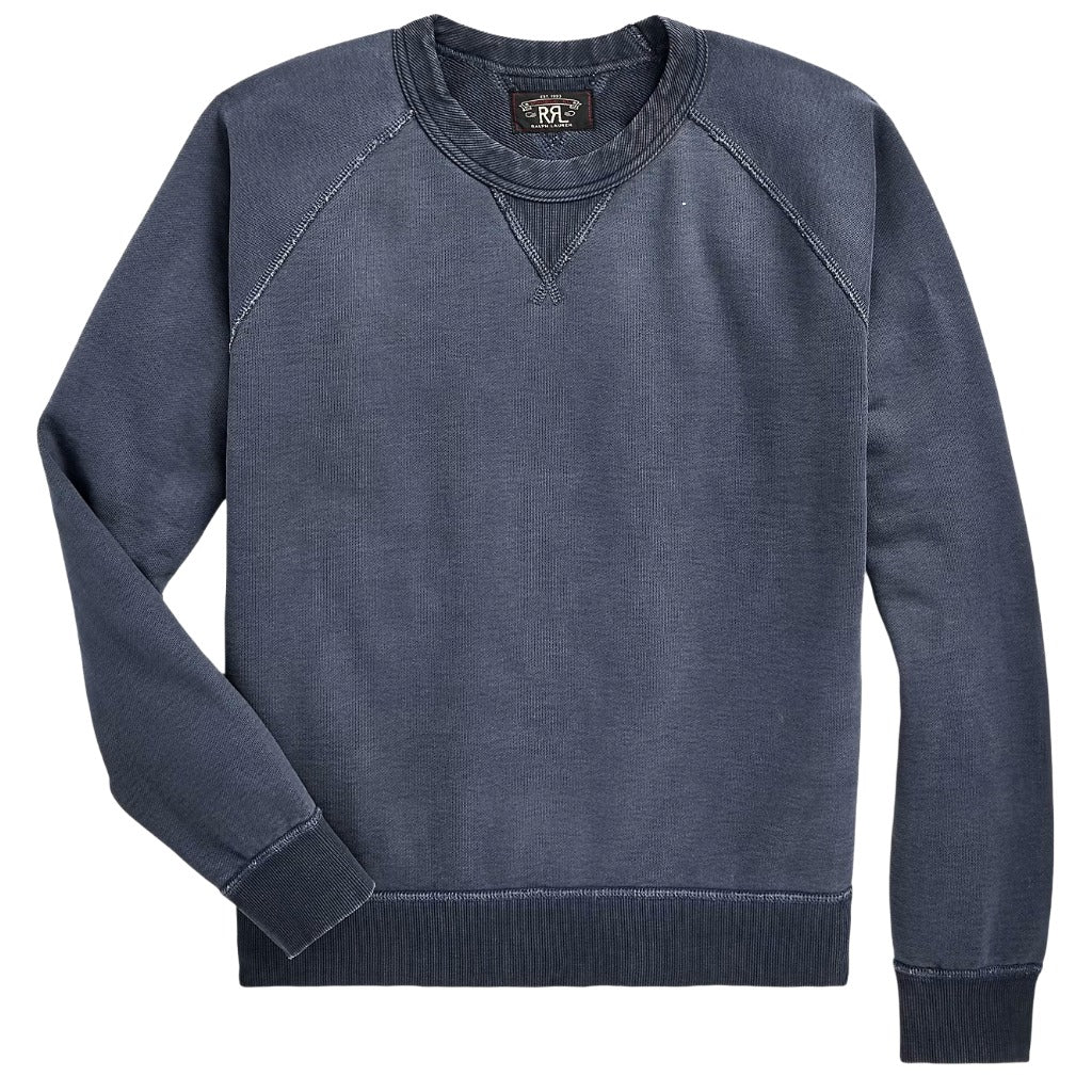 Double RL : GARMENT-DYE FRENCH TERRY SWEAT SHIRT (NAVY)
