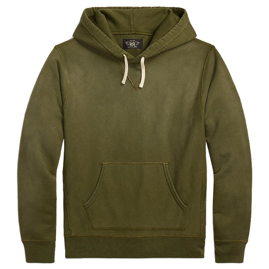 Double RL : GARMENT-DYE FLEECE HOODIE (GREEN)