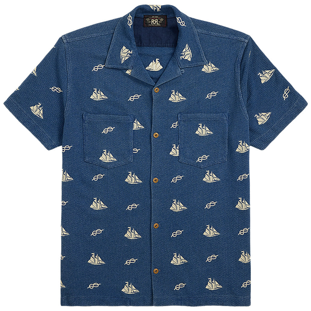 【SALE40%OFF】Double RL : NAUTICAL EMBROIDERED PIQUE CAMP SHIRT