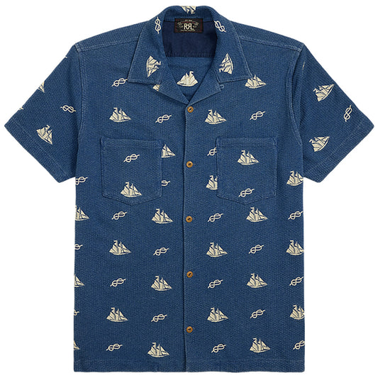 Double RL : NAUTICAL EMBROIDERED PIQUE CAMP SHIRT