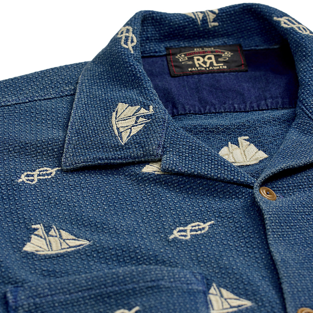 【SALE40%OFF】Double RL : NAUTICAL EMBROIDERED PIQUE CAMP SHIRT