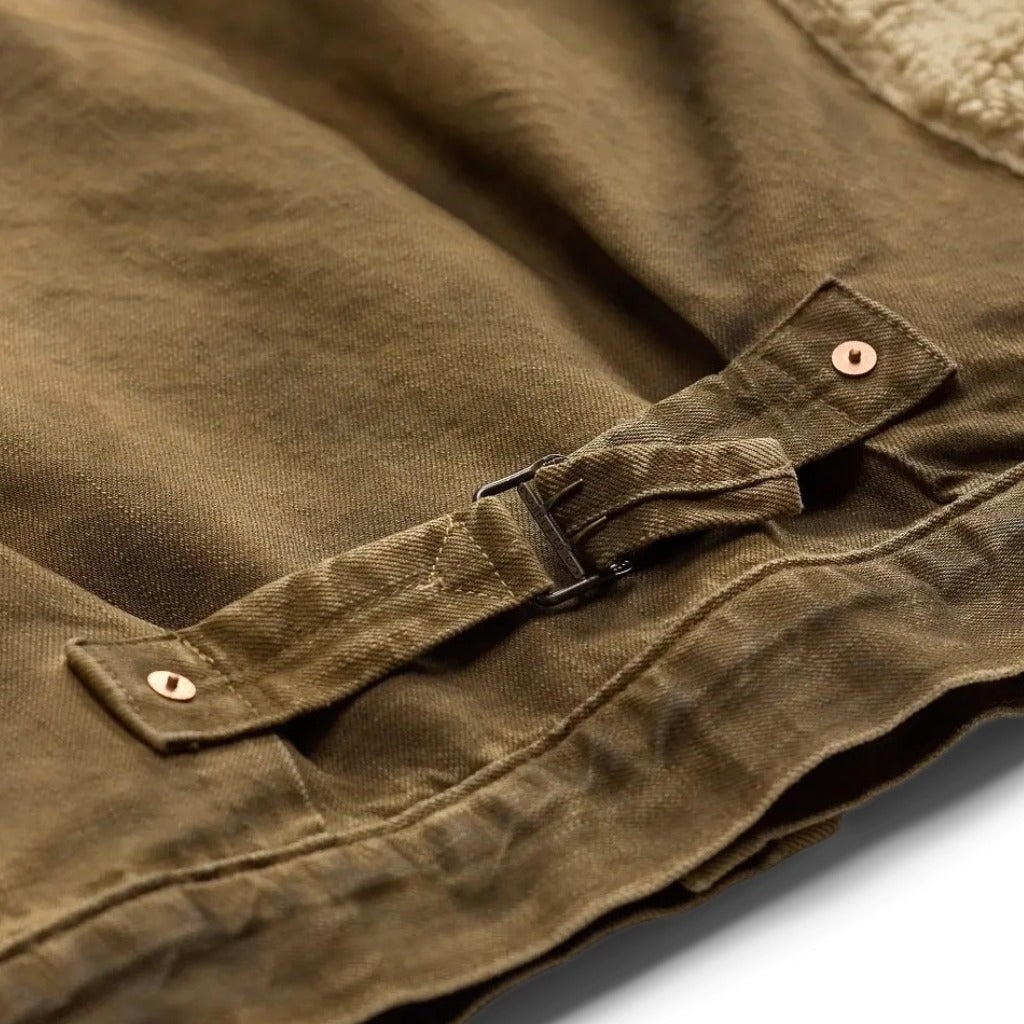 Double RL : FLEECE-PANEL DENIM TRUCKER JACKET