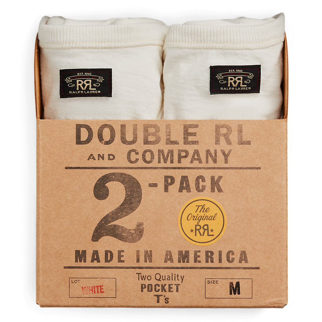 Double RL : GARMENT-DYED POCKET T-SHIRT 2PACK (WHITE)