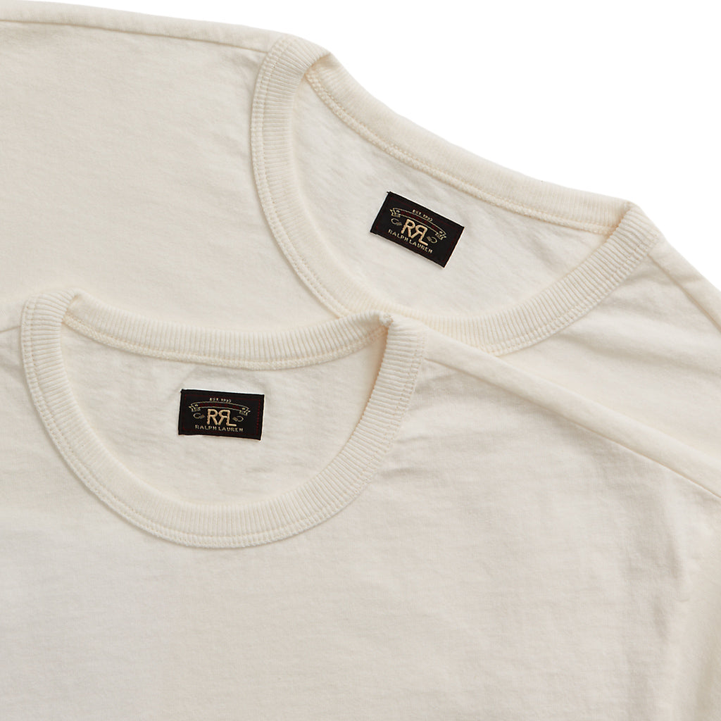 Double RL : GARMENT-DYED POCKET T-SHIRT 2PACK (WHITE)