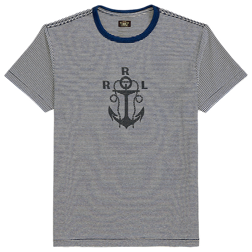 【SALE40%OFF】Double RL : STRIPED LOGO JERSEY T-SHIRT (BLUE)
