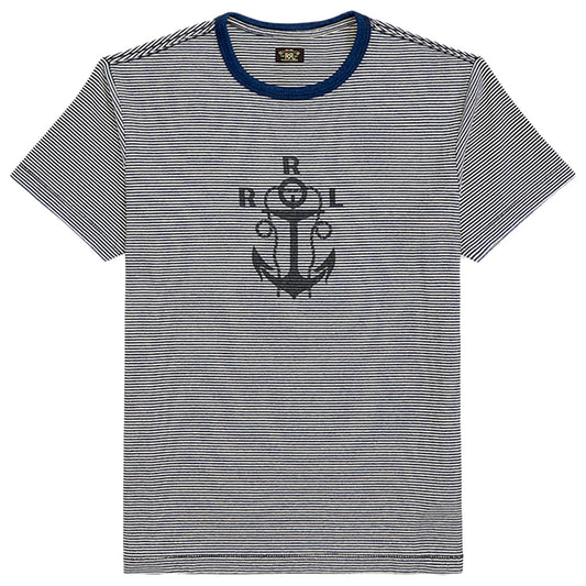 Double RL : STRIPED LOGO JERSEY T-SHIRT (BLUE)