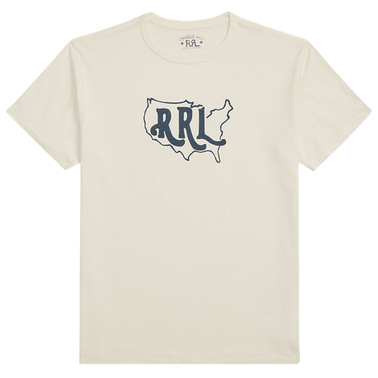 【SALE40%OFF】Double RL : LOGO COTTON HEMP JERSEY T-SHIRT (WHITE)
