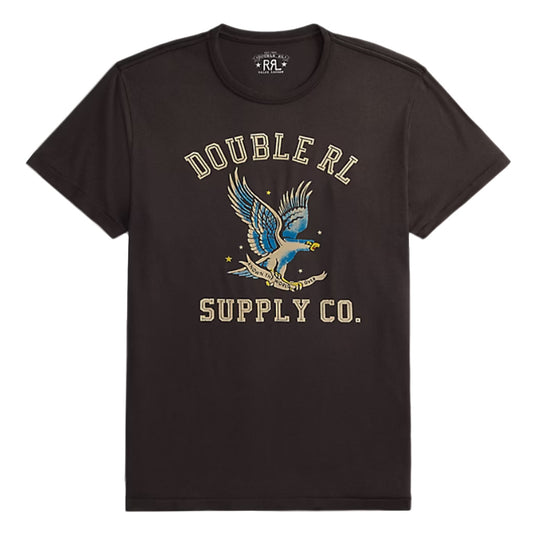Double RL : GARMENT-DYED JERSEY GRAPHIC T-SHIRT (FADED BLACK)