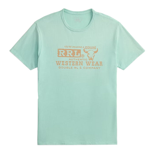 【SALE30%OFF】Double RL : COTTON HEMP GRAPHIC T-SHIRT (FADED TURQUOISE)