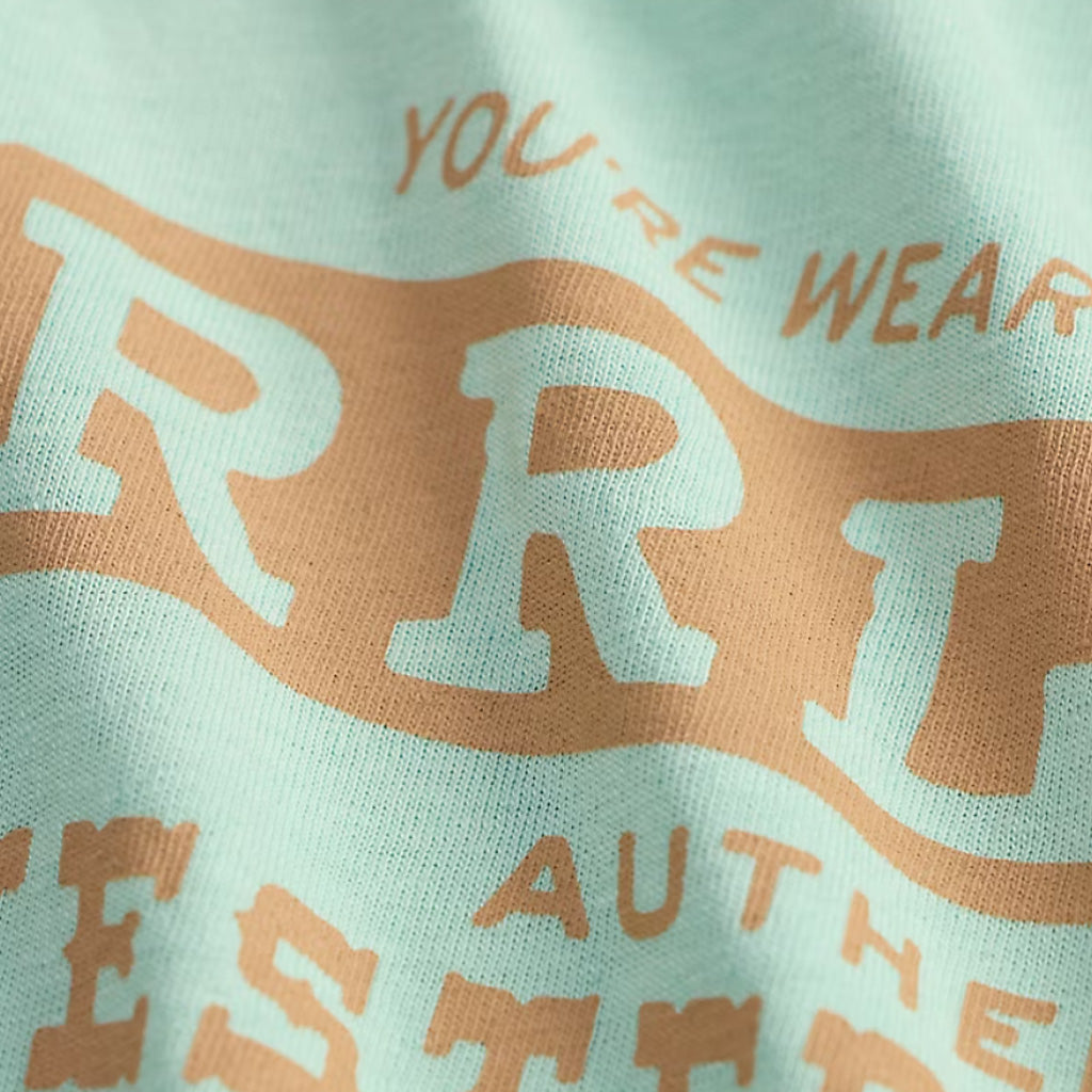 【SALE30%OFF】Double RL : COTTON HEMP GRAPHIC T-SHIRT (FADED TURQUOISE)
