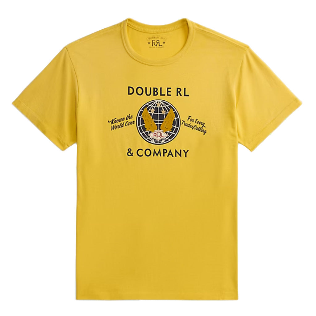 【SALE30%OFF】Double RL : GARMENT-DYED JERSEY GRAPHIC T-SHIRT (VINTAGE YELLOW)