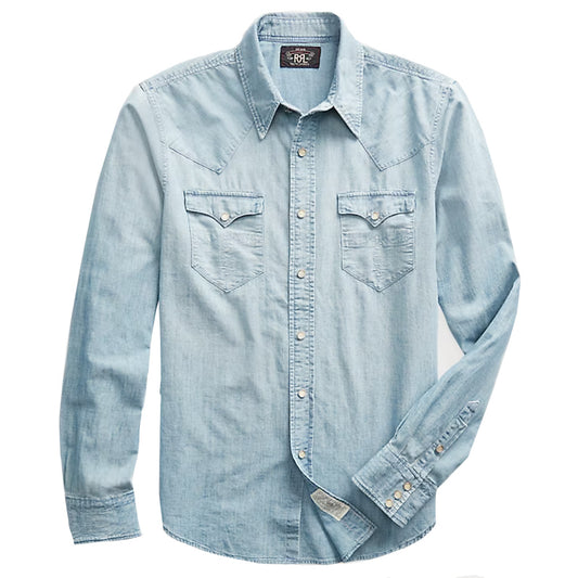 Double RL : SLIM FIT CHAMBRAY WESTERN SHIRT (DAVEY WASH)
