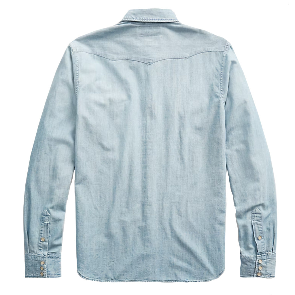Double RL : SLIM FIT CHAMBRAY WESTERN SHIRT (DAVEY WASH)