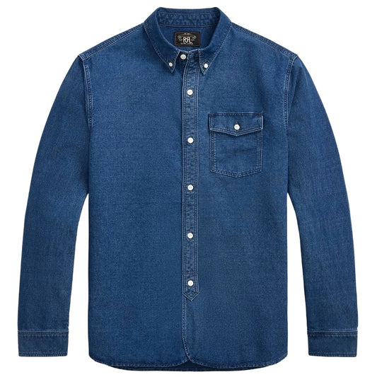 Double RL : INDIGO OXFORD WORK SHIRT