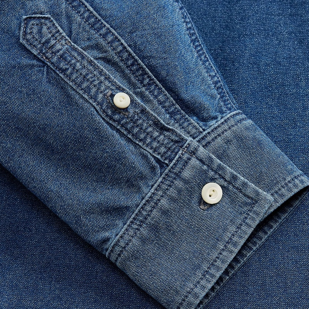 Double RL : INDIGO OXFORD WORK SHIRT