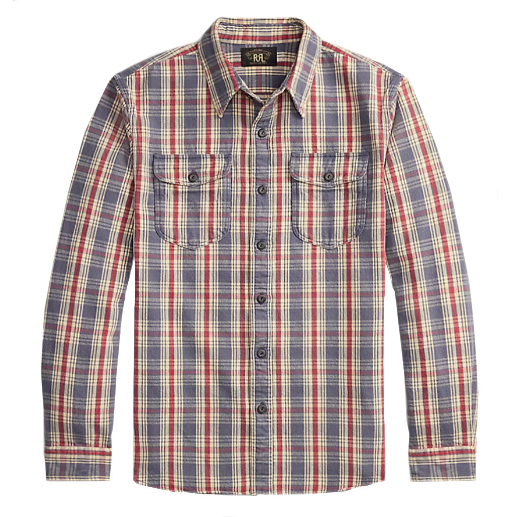 Double RL : PLAID TWILL WORKSHIRT (BLUE/CREAM/RED)