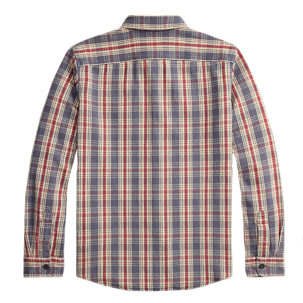 Double RL : PLAID TWILL WORKSHIRT (BLUE/CREAM/RED)