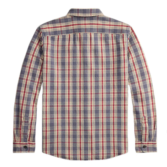 Double RL : PLAID TWILL WORKSHIRT (BLUE/CREAM/RED)