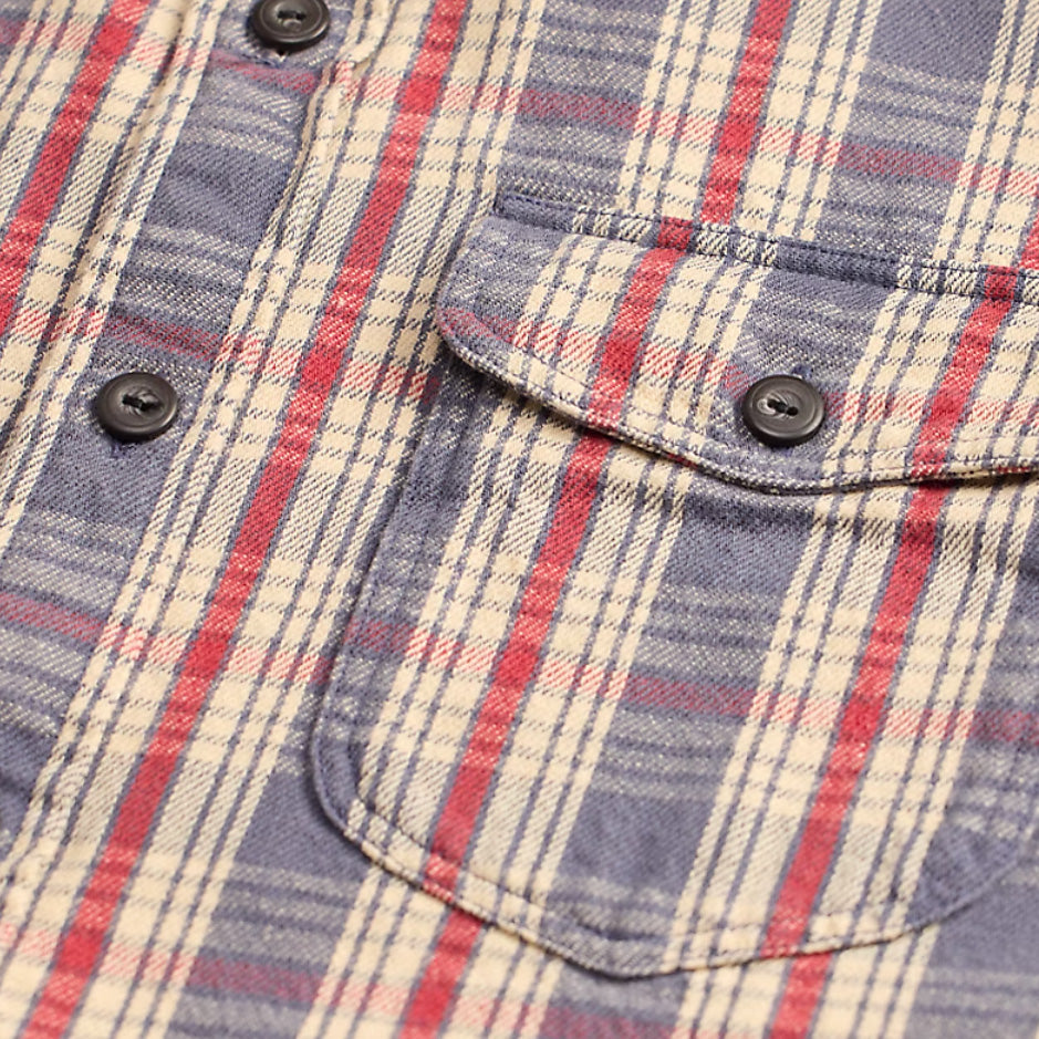 Double RL : PLAID TWILL WORKSHIRT (BLUE/CREAM/RED)