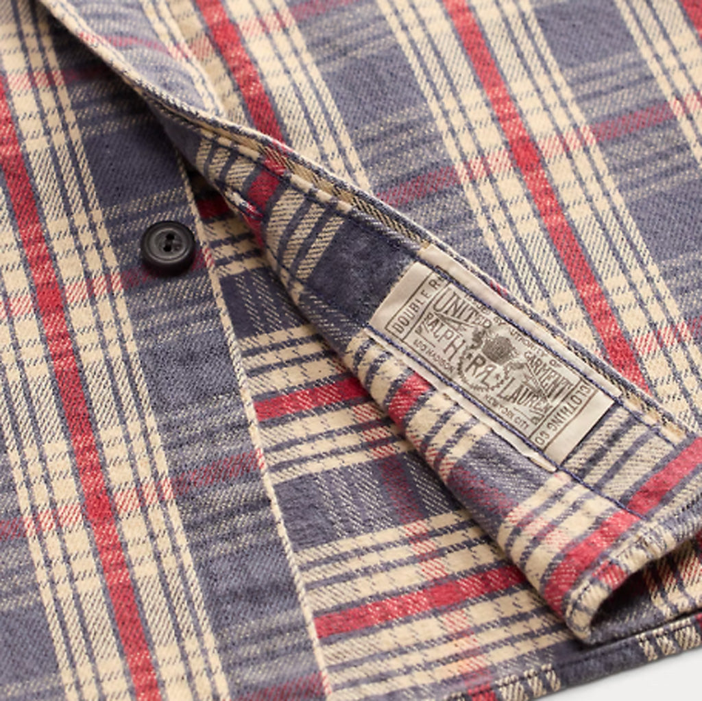 Double RL : PLAID TWILL WORKSHIRT (BLUE/CREAM/RED)
