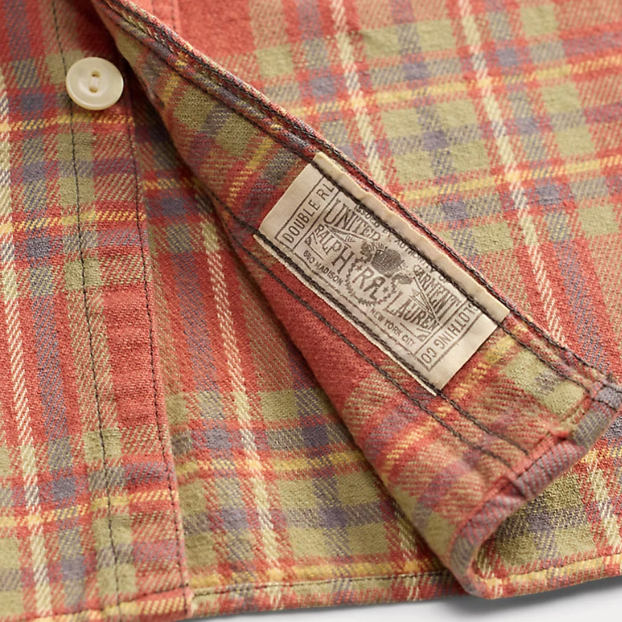 Double RL : PLAID TWILL WORKSHIRT (RED/BLUE/GREEN)