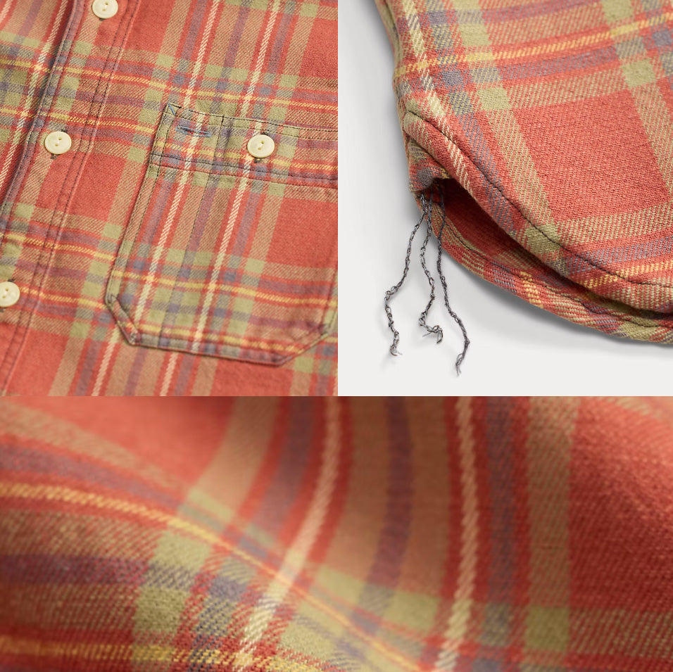 Double RL : PLAID TWILL WORKSHIRT (RED/BLUE/GREEN)