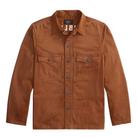 【SALE30%OFF】Double RL : EMBROIDERED HERRINGBONE TWILL OVERSHIRT