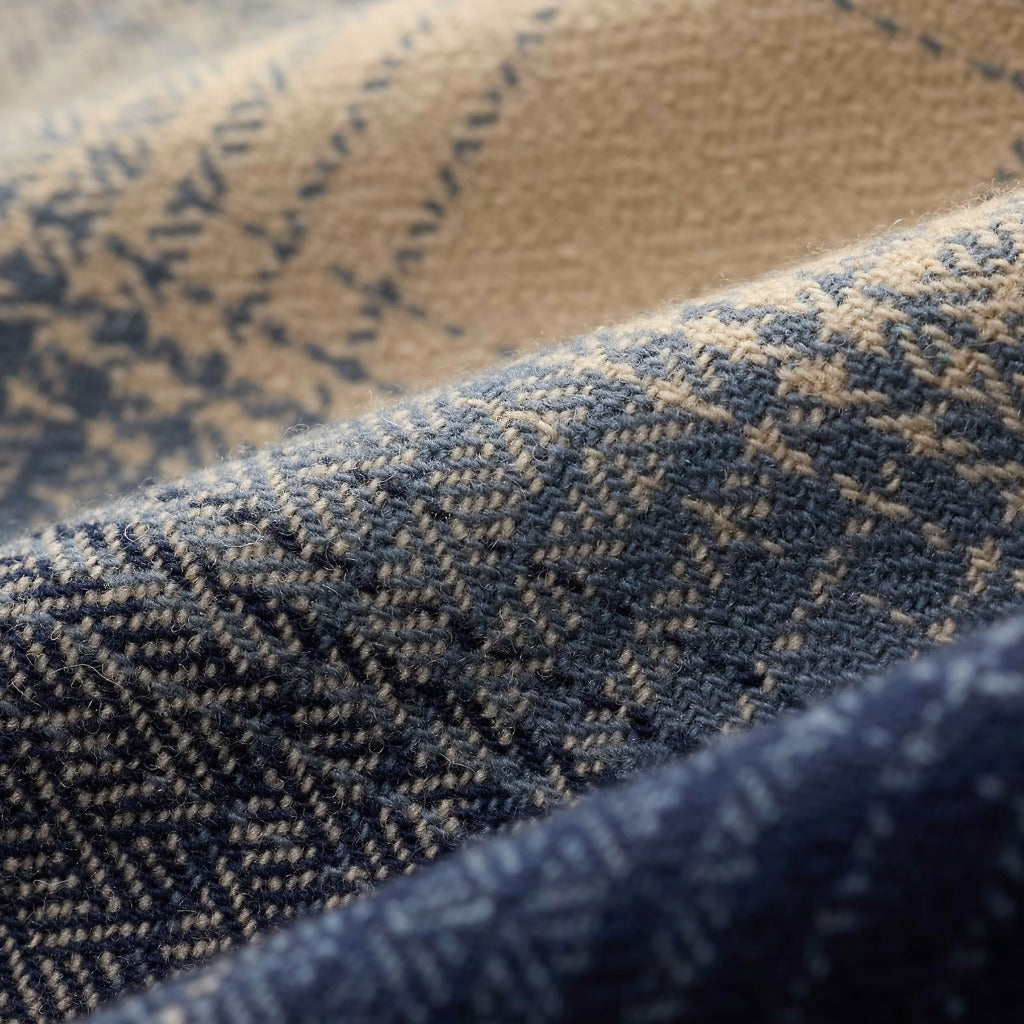 Double RL : PLAID WOOL TWILL OVERSHIRT (BLUE/CREAM)