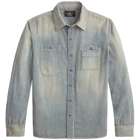 Double RL : INDIGO STRIPED TWILL WORK SHIRT (BLUE STRIPE)
