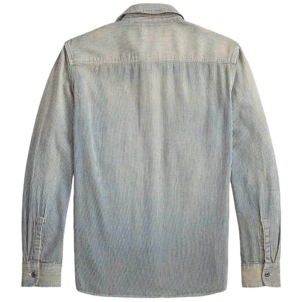 Double RL : INDIGO STRIPED TWILL WORK SHIRT (BLUE STRIPE)