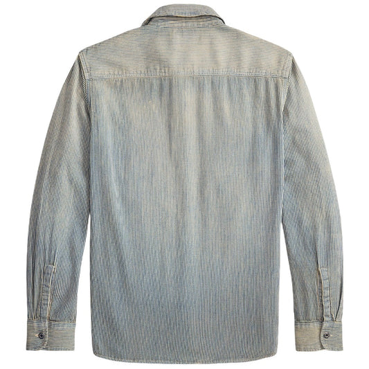 Double RL : INDIGO STRIPED TWILL WORK SHIRT (BLUE STRIPE)