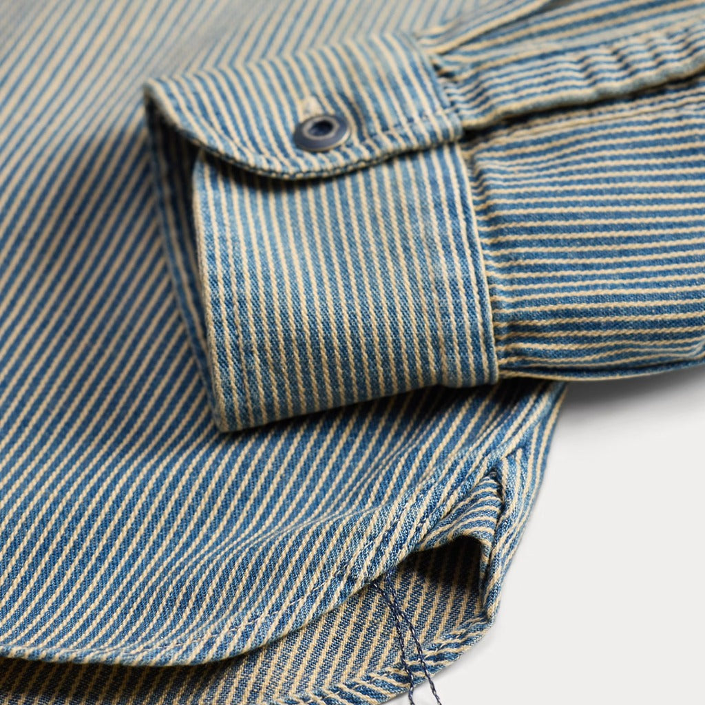 Double RL : INDIGO STRIPED TWILL WORK SHIRT (BLUE STRIPE)