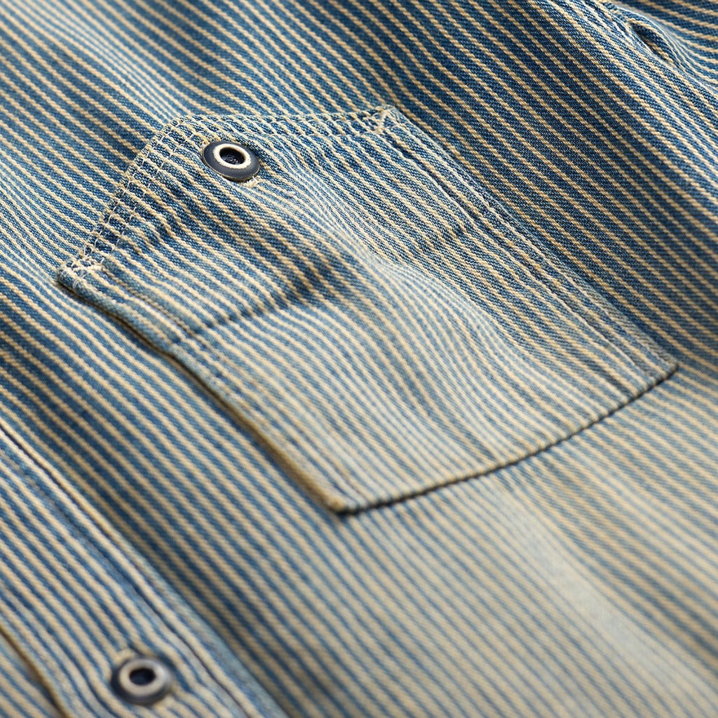 Double RL : INDIGO STRIPED TWILL WORK SHIRT (BLUE STRIPE)