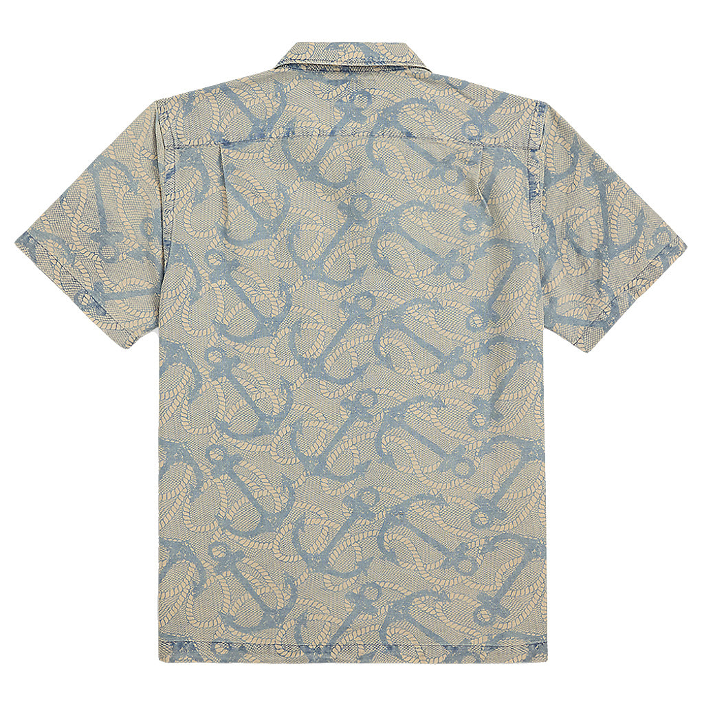 【SALE40%OFF】Double RL : INDIGO ANCHOR PRINT CAMP SHIRT