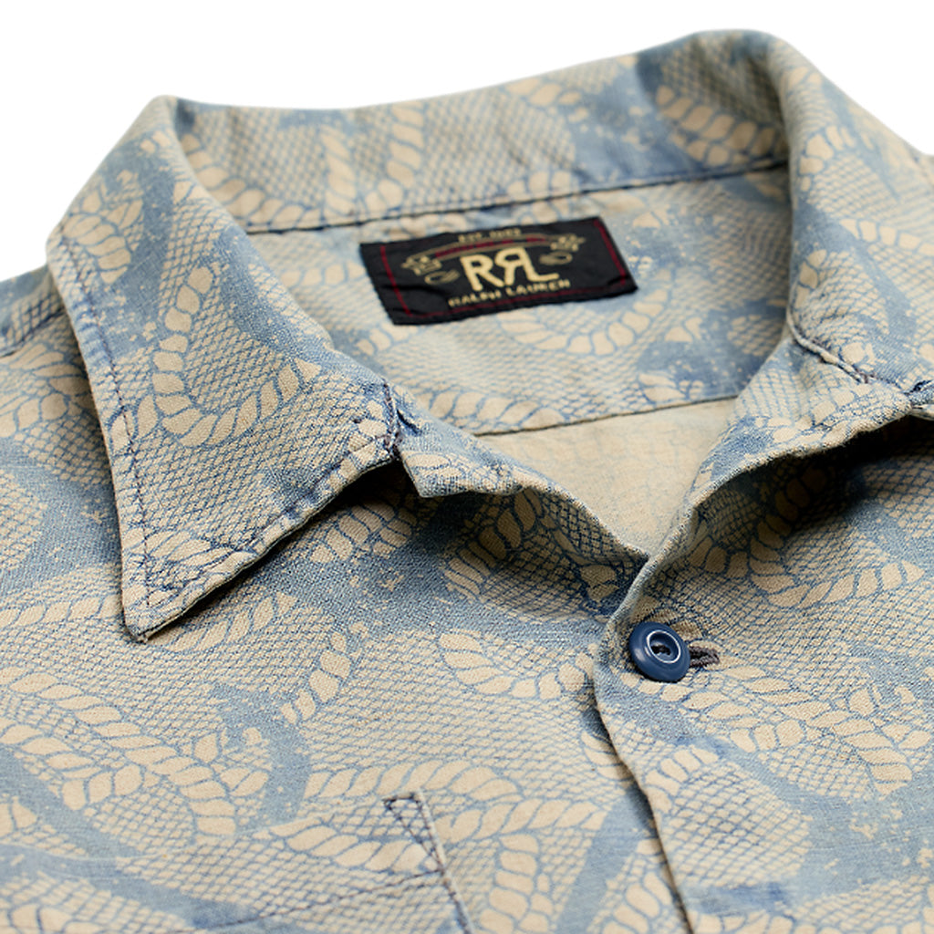 【SALE40%OFF】Double RL : INDIGO ANCHOR PRINT CAMP SHIRT