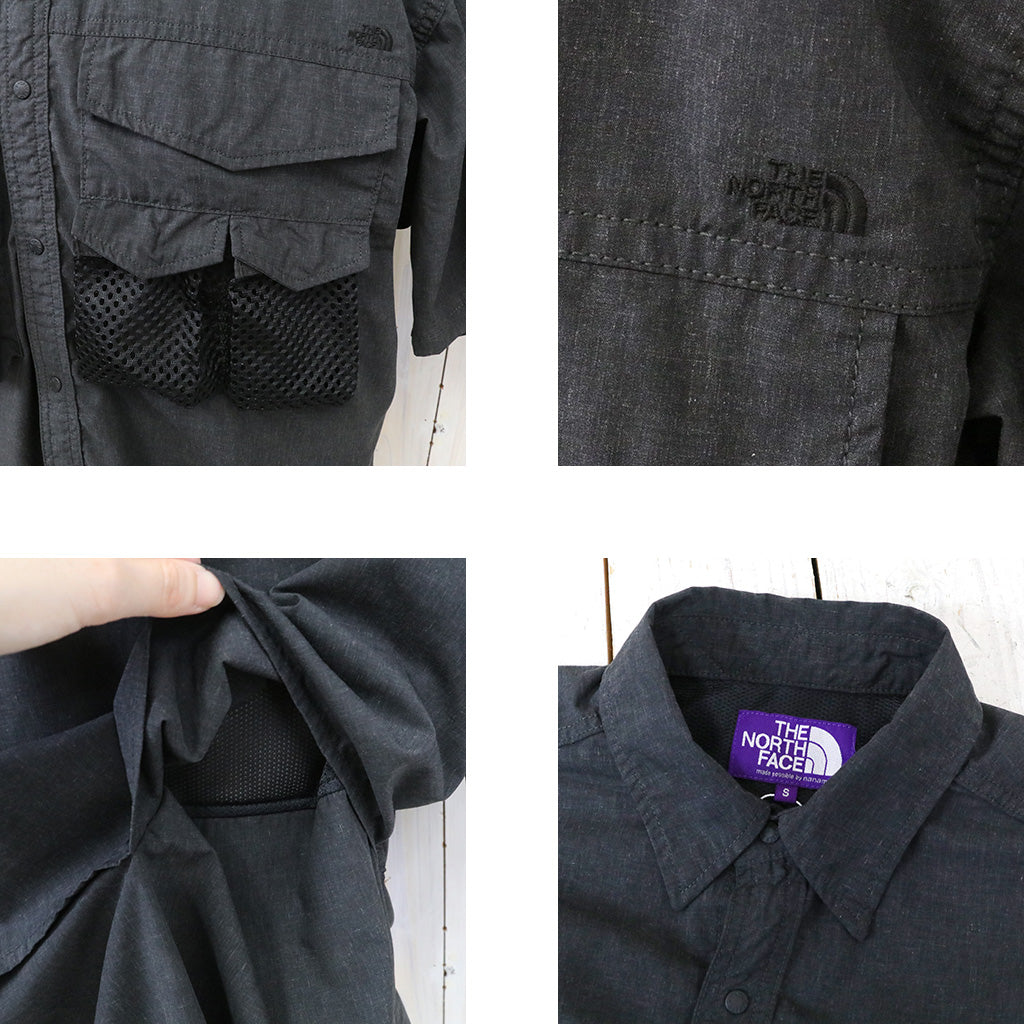 【SALE40%OFF】THE NORTH FACE PURPLE LABEL『Polyester Linen Field H/S Shirt』(Black)